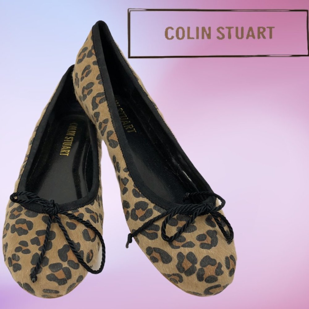 Colin Stuart Leopard Print faux calf hair flats 6B
